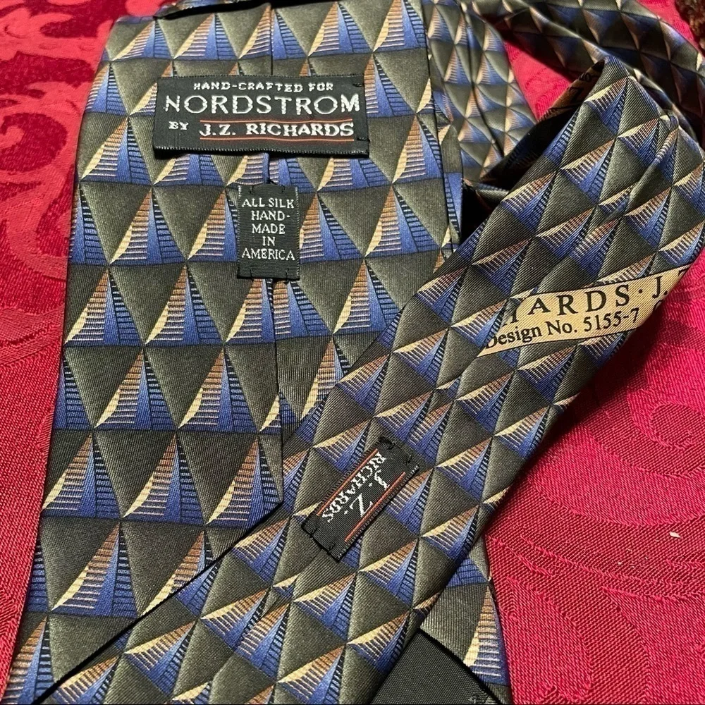 J.Z. Richards Silk Tie Handmade USA Wide 4” Classic Designer Necktie - Picture 4 of 4
